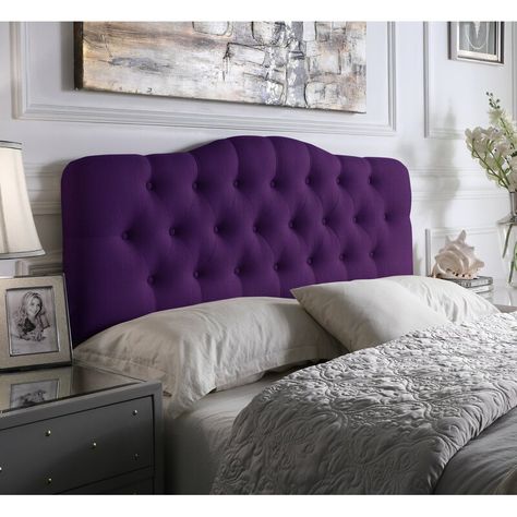 Purple Headboard Bedroom, Purple Headboard, Wood Panel Headboard, Open Frame Headboard, Upholstered Panel Headboard, Purple Rooms, Bookcase Headboard, Velvet Headboard, Slatted Headboard