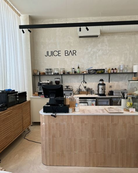 Today's brunch 🩵 Yoga Studio And Juice Bar, Yoga Studio Coffee Bar, Spa Juice Bar, Smoothie Cafe Design, Juice Bar Design Interiors, Juice Bar Aesthetic, Aura Cafe, Juice Bar Business, Pilates Studio Design Interiors