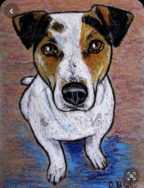 Colored Pencil Artwork Ideas, Dog Portrait Drawing, Dog Portraits Art, Russel Terrier, Sidewalk Chalk Art, Colored Pencil Artwork, Hand Oil, Pastel Artwork, Oil Pastel Paintings