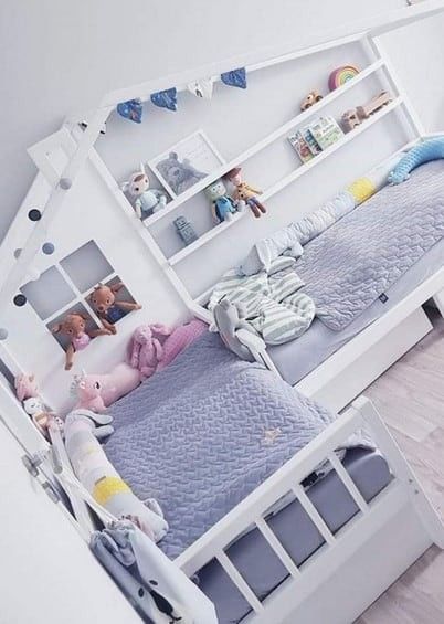 Reading Sofa, Bed For Girls Room, Kids Rooms Shared, Kids Bedroom Storage, Kids Shared Bedroom, Shared Girls Bedroom, Sleeping Bed, Toddler Girl Room, Kids Bedroom Inspiration