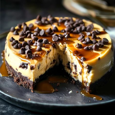 Salted Caramel Cheesecake: A Decadent Delight Salted Caramel Chocolate Chip Cheesecake Recipes, Salted Caramel Chocolate Chip Cheesecake, Homemade Salted Caramel, Salted Caramel Cheesecake, Chocolate Chip Cheesecake, Chocolate Crust, Classic Cheesecake, Caramel Cheesecake, Salted Caramel Sauce