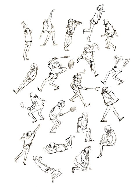 M.Jr : Photo Tennis Poses Drawing, Badminton Pose Reference, Badminton Reference, Badminton Pose, Badminton Drawing, Gesture Drawing Poses, Cartoon Body, Sketch Poses, Human Anatomy Art