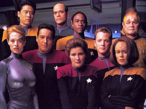 The 50 Greatest Sci-Fi TV Shows EverStar Trek: Voyager People spend a lot of time giving Voyager grief, and while it did have a rocky launch, the series became some quality adventure spacefaring once things got in a groove (goodbye Kes, hello Seven of Nine).  Voyager took a handful of Federation crew members and some Maquis rebels and flicked em way, way out in the Delta Quadrant, where coming home would take seven decades at top speed. Star Trek: Voyager, Robert Duncan, Captain Janeway, Perry Rhodan, Kate Mulgrew, Jeri Ryan, Deep Space Nine, Sci Fi Tv Shows, Star Trek Tv