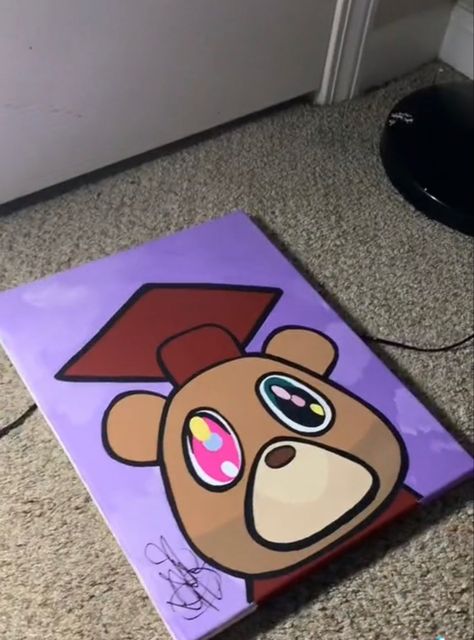 Doja Cat Painting Canvas, Kanye Painting Canvas, Bape Drawings Easy, Animated Painting Ideas, Canvas Painting Ideas Kaws, Painting Ideas Hypebeast, Cool Things To Paint On Canvas Easy, Bad Bunny Painting Canvas Easy, Nike Painting Canvas