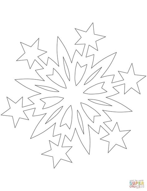 Free Christmas Coloring Sheets, Christmas Coloring Printables, Snowflake Coloring Pages, Merry Christmas Coloring Pages, Paper Snowflake Patterns, Snowflake Template, Christmas Coloring Sheets, Star Coloring Pages, Christmas Stars