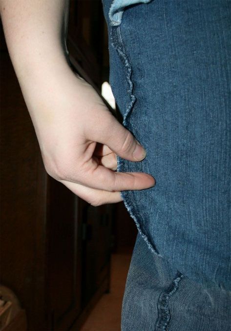 Taking In Jeans Legs, How To Take In Jeans Legs Tutorials, How To Take In Jeans At The Hips, Fixing Jeans, Take In Jeans, Jeans Alterations, How To Taper Jeans, Alter Jeans, Altering Pants