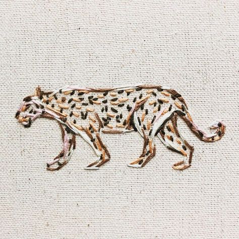 mini snow leopard // walkerboyes.com Embroidery Icons, Leopard Embroidery, Embroidered Animals, Tech Fashion, Needle Work, Snow Leopard, Logo Concept, Hand Embroidery, Needlework