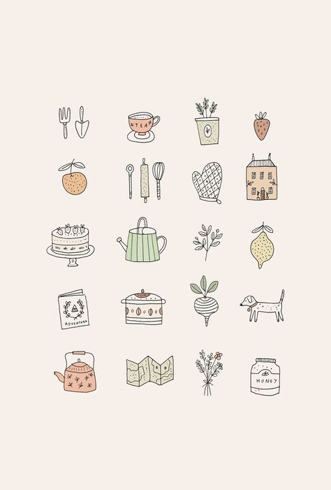 Things Illustration, Ryn Frank, 블로그 디자인, Recipe Book Design, Handpoke Tattoo, Bakery Logo, Bakery Logo Design, Pola Sulam, 자수 디자인