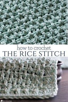 The Rice Stitch is a textured, unique crochet stitch. Great for washcloths, placemats, and more, let's learn how to crochet the rice stitch! Rice Stitch, Crochet Stitches For Blankets, Crochet Stitches Free, Crochet Tips, Diy Bricolage, Crochet Dishcloths, Learn How To Crochet, Stitch Crochet, Crochet Stitches For Beginners