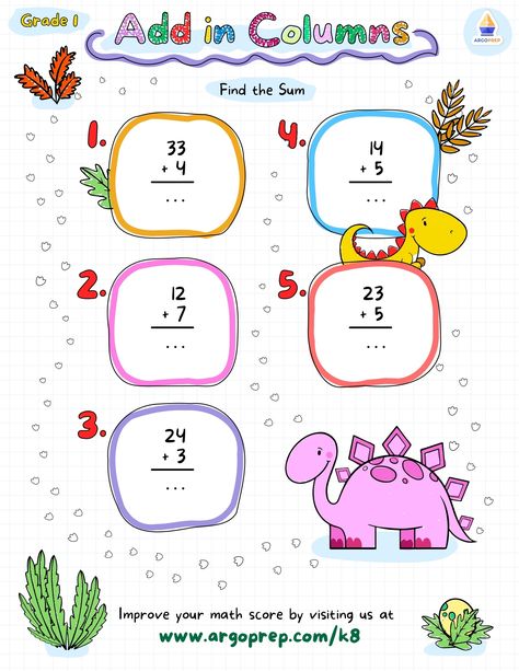 “Jurassic”-ing for a fun time with these Dino Double-Digit Addition facts! These five, double-digit plus one-digit problems are perfect for kids who are just learning to add in vertical columns. Students will quickly catch on as they work through these simple problems which need no regrouping. This is the perfect printable to label any double-digit […] English Textbook, Addition Worksheet, Double Digit Addition, English Meaning, Free Printable Math Worksheets, Math 2, Addition Facts, Printable Math Worksheets, Free Math Worksheets