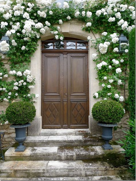 view beautiful custom door hardware handcrafted by master artisans > https://balticacustomhardware.com/customdoorhardware/thumblatch-entry-sets.html Stone Pavement, Enchanted Home, Front Entrance, Front Door Design, Front Entrances, Climbing Roses, White Gardens, Beautiful Doors, The Doors