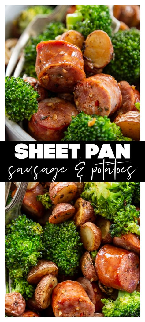 Sheet Pan Potatoes, Asian Chicken Stir Fry, Pan Potatoes, Potatoes And Sausage, Broccoli Sausage, Baked Teriyaki Salmon, Potatoes Broccoli, Rosemary Potatoes, Friends Recipes