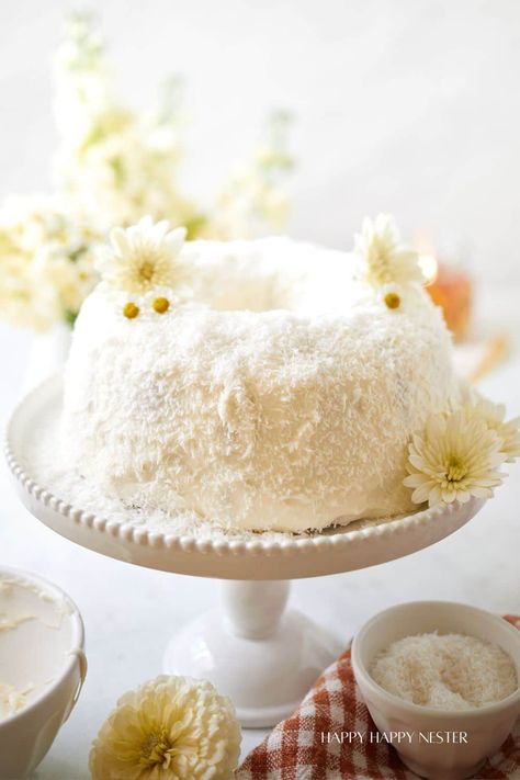 White Chocolate Coconut Bundt Cake, Coconut Bundt Cake, Chocolate Chip Frosting, White Cake Stand, Cookie Cake Pie, Brunch Desserts, Bundt Cake Recipe, Coconut Cake Recipe, Coconut Frosting