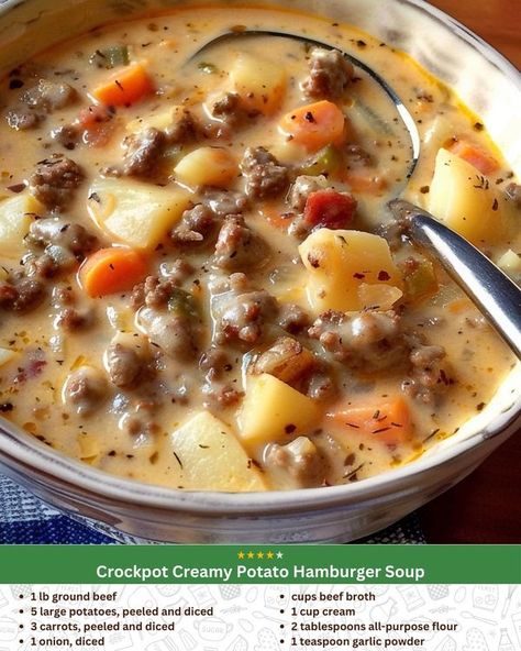 Potato Hamburger Soup, Cheese Burger Soup Recipes, Hamburger Soup, Cheeseburger Soup, Creamy Potato, Cozy Meals, Winter Soups, Soup Mixes, Cheese Soup