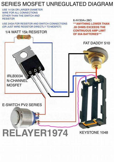 Series mosfet unregulated Diy Box Mod, Fog Machine, Electrical Projects, Electronics Circuit, Diy Electronics, Electronics Projects, Diode, Domain Name, For Sale