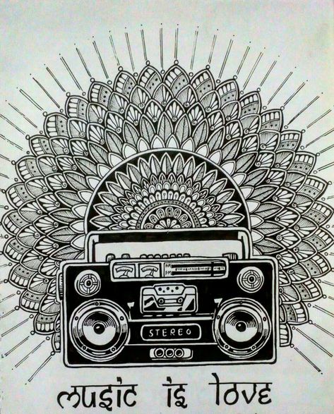 Music is love. Mandala Art Music, Music Mandala Art, Music Mandala, Music Is Love, Aesthetic Corner, Creative Mandala, Easy Zentangle, Mandala Drawings, Mandala Ideas