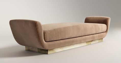 Upholstered curved velvet daybed Hangar Design, Livingroom Sofa, Daybed Design, Couch With Ottoman, Latest Living Room Designs, Unique Sofas, Furniture Design Chair, Sofa Bed Design, Walnut Furniture