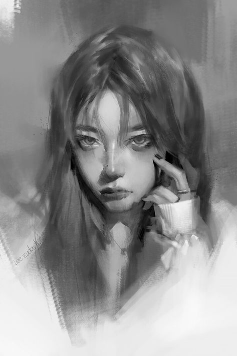 Grayscale Art, 얼굴 드로잉, 얼굴 그리기, Lukisan Cat Air, Arte Inspo, Realism Art, Realistic Art, Digital Art Girl, Digital Art Tutorial