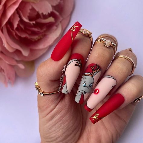 Gemma Pope Nail Artist 🎨💕 on Instagram: “Last year’s favourite ❤️ DUMBO workshop available 7pm 29th nov £5 per ticket DM TO BOOK . . . . #christmasnails #handpaintednailart…” Dumbo Nails, Dumbo Christmas, Nail Painting Tips, Ombre Nail Polish, Idea Nail, Nail Design Inspiration, Polygel Nails, Painted Nail Art, Simple Nail Designs