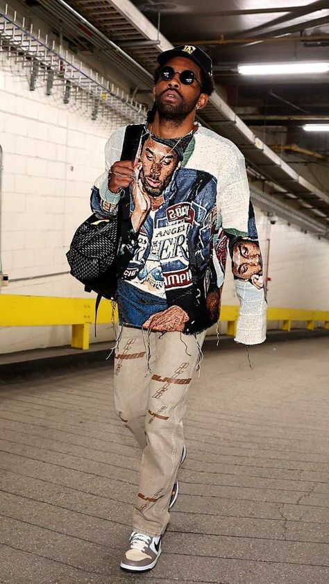 Kyrie Irving Fits, Kyrie Irving Fashion, Kyrie Irving Outfits, Streetwear Outfit Men, Black Men Fashion Swag, Style Mood Board, Kyrie Irving, Streetwear Men, Black Men Fashion