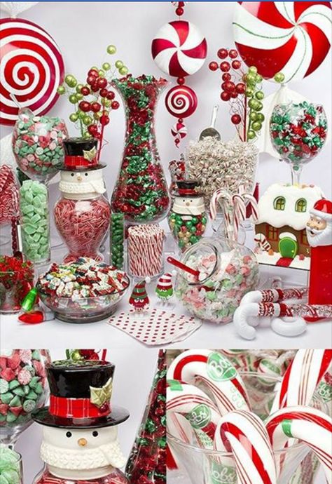 Christmas Candy Table Ideas, Christmas Candy Table, Candy Table Ideas, Christmas Kitchens, Christmas Centerpiece Ideas, Gingerbread Party, Candy Cane Lane, Candyland Christmas, Christmas Table Centerpieces