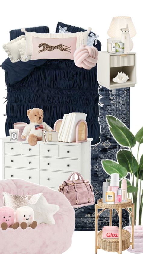 Navy Room Decor, Room Wishlist, Chambre Inspo, White Room Decor, Luxury Room Bedroom, Pink Room Decor, Room Redesign, Girly Room, Preppy Room