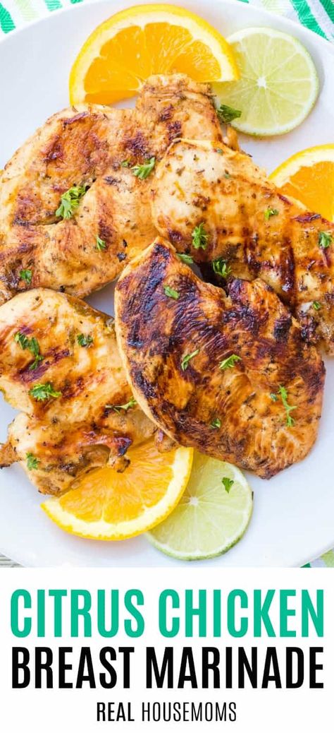 Citrus Chicken Breast Marinade - #chicken #garlic #grill #grilling #lime #marinade #orange #main-dishes #patriotic-main-dish #recipes #sponsored #summer-seasonal #realhousemoms Summer Chicken Marinade Recipes, Citrus Chicken Marinade For The Grill, Grilled Citrus Chicken, Orange Marinade For Chicken, Marinades For Chicken Breast, Citrus Marinade For Chicken, Flattop Recipes, Citrus Marinated Chicken, Orange Chicken Marinade