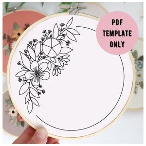 Cat Floral Hand Embroidery Pattern Cat Silhouette Embroidery - Etsy Floral Embroidery Patterns Templates, Embroidery Flowers Pattern Templates, Hand Embroidery Patterns Free, Pola Bordir, Digital Embroidery Patterns, Diy Broderie, Pattern Template, Embroidery Template, Hand Embroidery Patterns Flowers