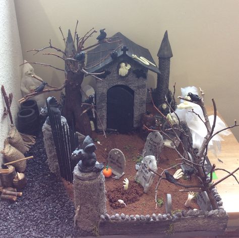 My Handmade Witches Graveyard Witches Graveyard, Mini Graveyard, Miniature Graveyard, Graveyard Fence, Grave Yard, Mini World, Halloween Craft, Mini House, Cute Crafts