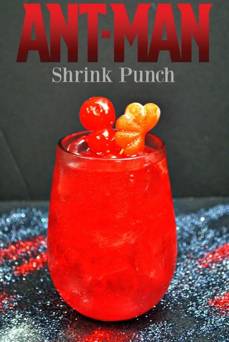 I just love themed food and drinks, so in honor of the new Marvel Ant-Man and the Wasp movie, I've got your Ant-Man Shrinking Punch -- perfect for the kids! Comic Book Cocktails, Movie Theme Alcohol Drinks, Marvel Themed Drinks, Marvel Cocktails Recipes, Marvel Themed Food, Loki Cocktail, Avengers Cocktails, Marvel Cocktails, Marvel Drinks