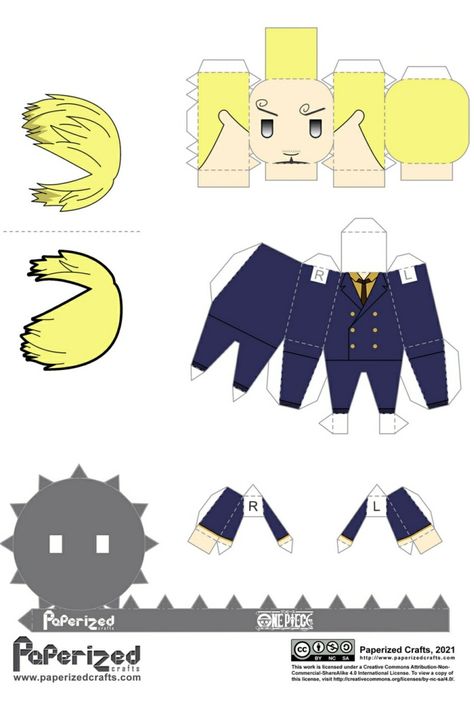 Paperized Leorio Hxh, Papercraft Anime, Pola Topi, Vinsmoke Sanji, Anime Paper, Best Anime Drawings, Paper Doll Template, Papercraft Templates, Anime Crafts