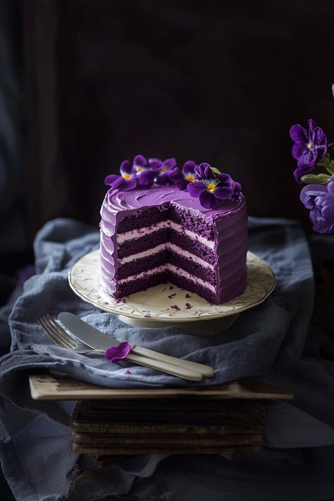 Add a pop of color to your dessert table with this Purple Velvet Cake Recipe! 💜✨ Soft, moist, and rich in flavor, this cake is a unique twist on the classic red velvet, featuring a vibrant purple hue and a luscious cream cheese frosting. Perfect for birthdays, celebrations, or when you just want a beautiful and delicious treat! Save this recipe and impress your guests! 🍽️💕 #PurpleVelvetCake #BakingFun #UniqueDesserts #SweetIndulgence Purple Velvet Cake, Purple Velvet Cakes, Velvet Cake Recipes, Unique Desserts, Velvet Cake, Vibrant Purple, Purple Velvet, Cheese Frosting, Cream Cheese Frosting