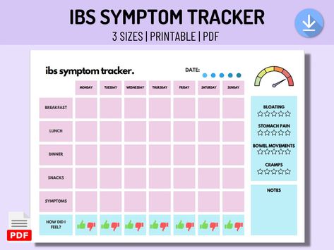 IBS Symptom Tracker Food Journal | Printable PDF | Food Diary | Intolerance FODMAP diet, track food, diet log, digital meal planner by Templationss on Etsy Food Journal Printable, Track Food, Food Journal Template, Track Diet, Digital Meal Planner, Symptom Tracker, Food Intolerance, Fodmap Diet, Stomach Pain