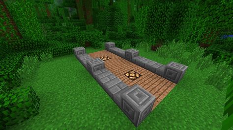 Stone and wood walkway, lit with glowstone. Great idea. Minecraft Walkway, Minecraft Transportation, Minecraft Skyblock, Minecraft V, Minecraft Car, Minecraft Wall, Minecraft Village, Wood Walkway, Minecraft Things