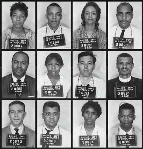 Mug shots of freedom riders arrested on May 24, 1961 in Jackson, Mississippi after arriving from Montgomery, Alabama. They were arrested after going into a whites-only waiting room and refusing to move on when asked to do so by police. — in Jackson, Mississippi. Freedom Riders, Black Fact, Black Royalty, Montgomery Alabama, Jackson Mississippi, Civil Rights Leaders, Deep South, African History, African American History