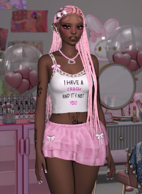 Sims 4 Pink Hair, Sims 4 Juicy Couture Cc, Sims 4 Barbie Cc, Dior Clothes, Sims 4 Body Mods, Sims 4 Cc Folder, Pink Friday, Skirt Y2k, Cheer Bow