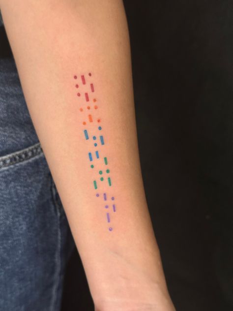 Cmyk Tattoo, Morse Code Tattoo Ideas, Morse Tattoo, Sci Fi Tattoos, Code Tattoo, Brand Tattoo, Morse Code Tattoo, Lgbt Tattoo, Camera Tattoos