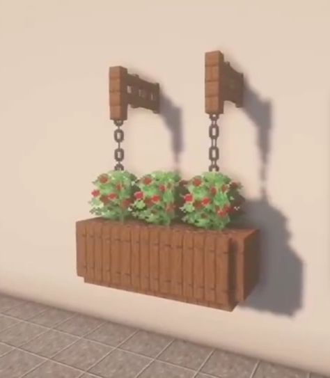 Plant Decor Minecraft, Minecraft Courtyard Garden, Minecraft Potted Plant, Minecraft Flower Decor, Minecraft Planter Ideas, Wall Decoration Minecraft, Flower Bed Minecraft, Minecraft Flower Bed Ideas, Minecraft Flower Cart