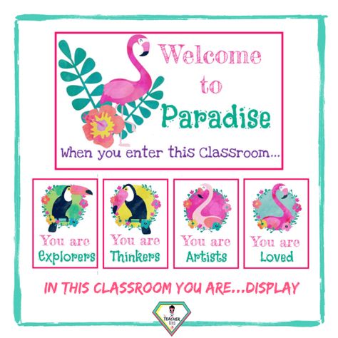 Flamingo Classroom Decorations, Tropical Classroom Theme, Flamingo Classroom, Pink Classroom, Beach Classroom, Tropical Classroom, Classroom Door Displays, Asd Classroom, Intervention Classroom