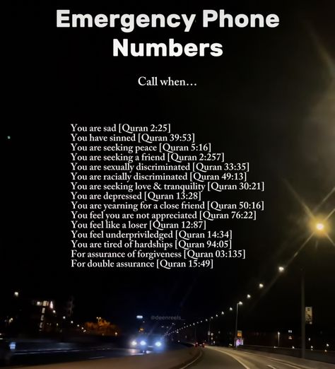 Emergency Phone Numbers, Seek Peace, Phone Numbers, Quran, How Are You Feeling, Feelings