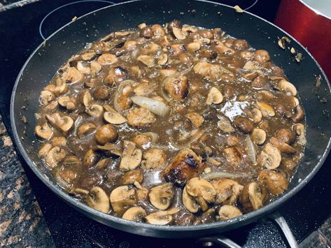 Mushrooms And Gravy, Mushrooms Gravy, One Pan Sausage, Sausage And Mushrooms, Pan Sausage, Sausage Bites, Sausage Gravy Recipe, Stuffed Portabella Mushrooms, Onion Gravy