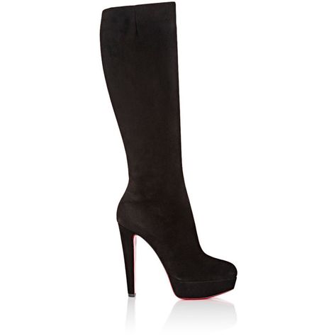 Christian Louboutin Women's Suede Lady Knee-High Platform Boots (4.785 BRL) ❤ liked on Polyvore featuring shoes, boots, heels, sapatos, black, knee-high boots, suede knee high heel boots, suede knee high boots, high heel boots and black boots Boots Heels Black, Black Suede Knee High Boots, Knee High Stiletto Boots, Black Dress Boots, Knee High Heel Boots, Knee High Platform Boots, Black Knee Boots, Shoes Boots Heels, Womens Designer Boots