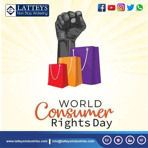 World Consumer Rights Day is celebrated on March 15 annually as a means of raising global awareness about consumer rights and needs. Dear , customer !! Greetings from Latteys Industries Limited !! Please read the notification below carefully! Fb Page Link 👇 www.facebook.com/LatteysIndLtd Linked in page Link 👇 www.linkedin.com/company/latteys-industries-ltd/ Our Website Link 👇 www.latteysindustries.com/ #LatteysIndustriesLimited #NonStopWatering #Monoblockpumps #submersiblepump #cent Consumer Rights Images, Consumer Movement, World Consumer Rights Day, Solar Powered Water Pump, Water Pump Motor, Consumer Rights, Solar Water Pump, Global Awareness, Right To Choose