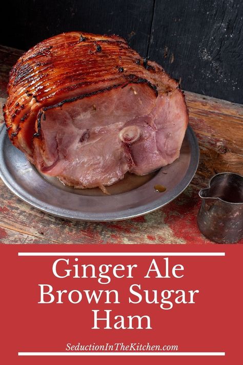 Baked Ham Recipes With Ginger Ale, Ham In Gingerale, Ham With Ginger Ale Recipe, Ham With Sprite, Ginger Ale Ham Recipe, Glaze For Ham Easy, Holiday Meats, Boneless Ham Recipe, Glazed Spiral Ham