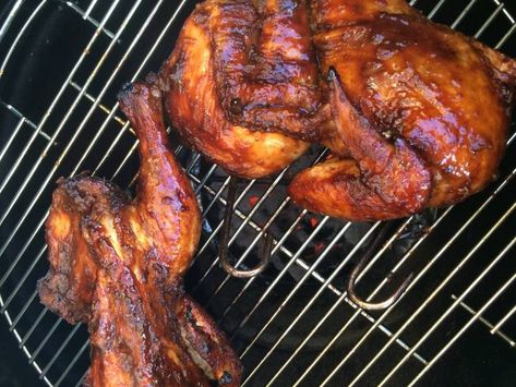 Rotisserie Chicken On Grill, Coco Puffs Recipe, Hawaiian Luau Food, Smoked Whole Chicken, Barrel Bbq, Huli Chicken, Huli Huli, Luau Food, Huli Huli Chicken