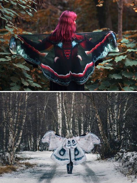 Kimonos and Skirts, Dragonfly, Butterfly and Moth Wings and Cloaks and Capes, by Costurero Real on Etsy       Follow So Super Awesome: Facebook • Pinterest • Instagram Moth Costume, Butterfly And Moth, Amazing Costumes, Moth Wings, Goddess Tattoo, Moth Art, Fairy Clothes, Normal Clothes, Beach Cover Ups