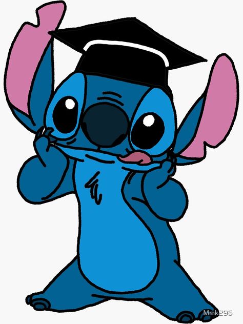 Stitch Cap Graduation, Grad Drawings, Lilo And Stitch Graduation, Stitch Grad Cap, Stitch Graduation Cap, Senior Stickers, Stitch Graduation, Graduation Cartoon, Falsies Eyelashes