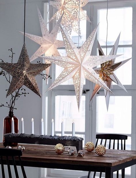 Top 20 Christmas Star Ideas di`light Scandinavian Candles, Scandinavian Christmas Decorations, Diy Jul, Christmas Star Decorations, Christmas Interiors, Nordic Christmas, Christmas Decorations For The Home, Winter Home Decor, Winter Diy