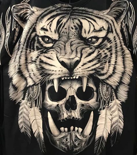 Tiger And Skull Tattoo Design, Lion Stomach Tattoo, Tiger And Skull Tattoo, Tiger Skull Tattoo, Chest Tattoo Stencils, Calf Tattoo Men, Headdress Tattoo, Tiger Tattoo Sleeve, Big Cat Tattoo