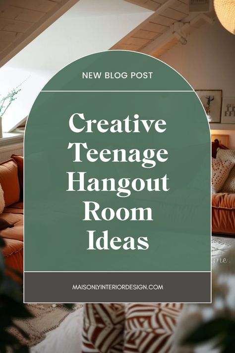 Transform your teen's space with inspiring hangout room ideas! From cool lounge areas to vibrant game corners, these tips guide you in creating the perfect atmosphere for your teenagers to relax and enjoy their downtime. Emphasizing comfort and style, learn how to incorporate multifunctional furniture, mood lighting, and personalized decor to capture their unique style. Maximize functional space while keeping it trendy. Ideal for being the go-to spot for friends, these ideas guarantee to bring joy and countless memories in a place designed especially for teens. Chill Hangout Room, Teenage Lounge Room Ideas, Teen Hangout Space Decorating Ideas, Teen Girl Hangout Room Ideas, Teen Den Ideas, Teen Bonus Room Ideas, Teenage Hangout Room Ideas, Teen Living Room Ideas, Small Hangout Room Ideas